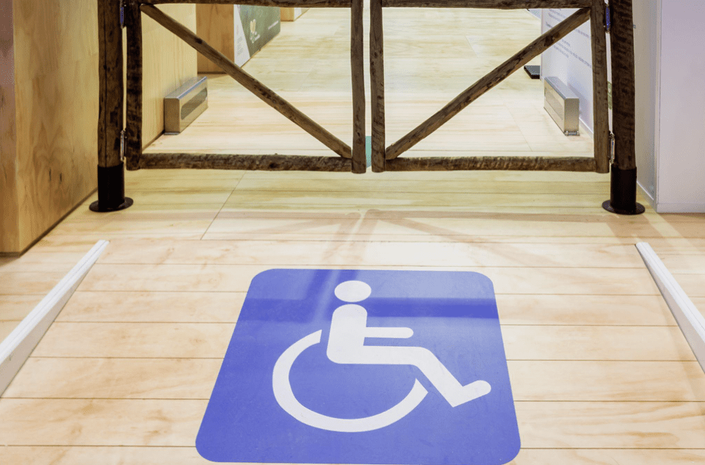 Wheelchair accessibility facilities concept highlighting barrier-free access in a public or built environment.